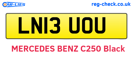 LN13UOU are the vehicle registration plates.
