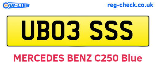UB03SSS are the vehicle registration plates.