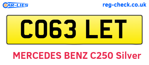 CO63LET are the vehicle registration plates.