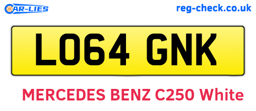 LO64GNK are the vehicle registration plates.