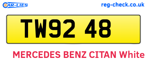 TW9248 are the vehicle registration plates.