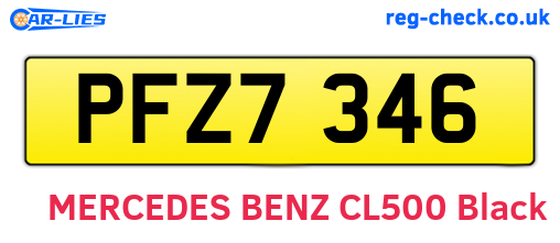 PFZ7346 are the vehicle registration plates.