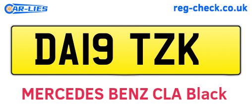 DA19TZK are the vehicle registration plates.
