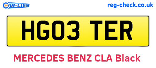 HG03TER are the vehicle registration plates.