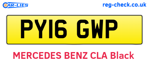 PY16GWP are the vehicle registration plates.