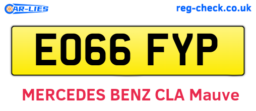 EO66FYP are the vehicle registration plates.