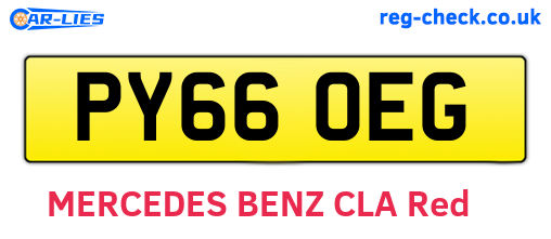 PY66OEG are the vehicle registration plates.