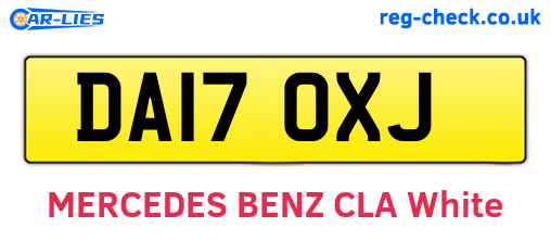 DA17OXJ are the vehicle registration plates.
