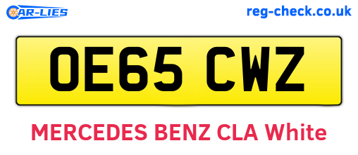 OE65CWZ are the vehicle registration plates.