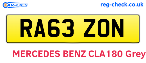 RA63ZON are the vehicle registration plates.