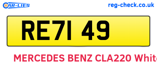RE7149 are the vehicle registration plates.