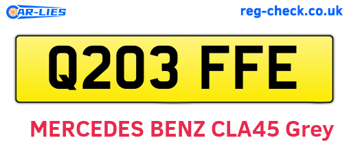 Q203FFE are the vehicle registration plates.