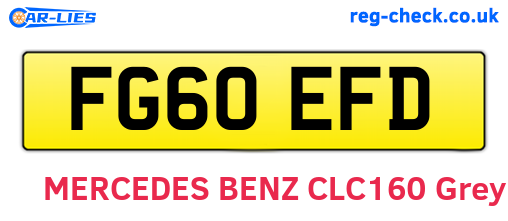 FG60EFD are the vehicle registration plates.