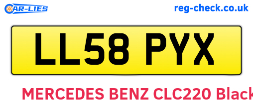 LL58PYX are the vehicle registration plates.