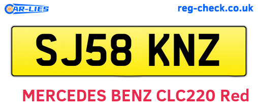 SJ58KNZ are the vehicle registration plates.