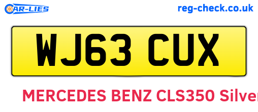 WJ63CUX are the vehicle registration plates.