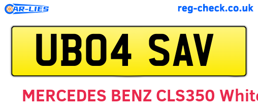 UB04SAV are the vehicle registration plates.