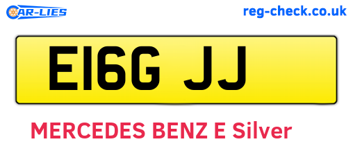 E16GJJ are the vehicle registration plates.