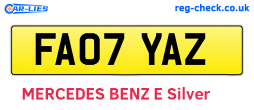 FA07YAZ are the vehicle registration plates.