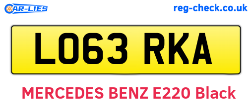 LO63RKA are the vehicle registration plates.