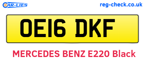 OE16DKF are the vehicle registration plates.