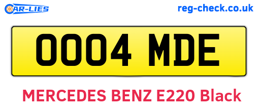OO04MDE are the vehicle registration plates.