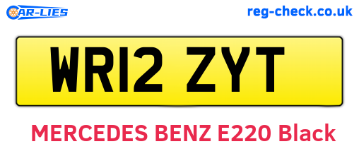 WR12ZYT are the vehicle registration plates.