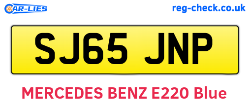 SJ65JNP are the vehicle registration plates.