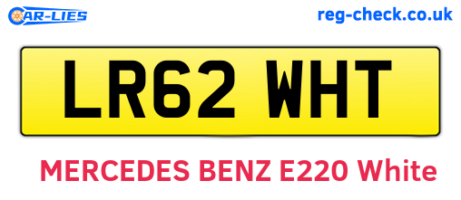 LR62WHT are the vehicle registration plates.