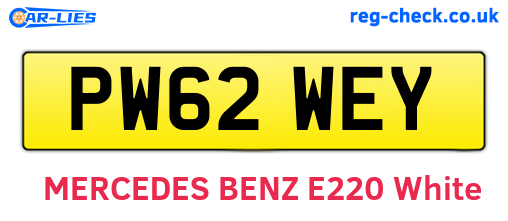 PW62WEY are the vehicle registration plates.