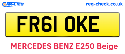 FR61OKE are the vehicle registration plates.