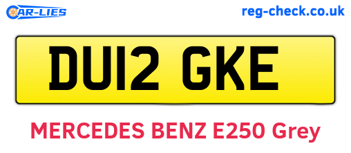 DU12GKE are the vehicle registration plates.