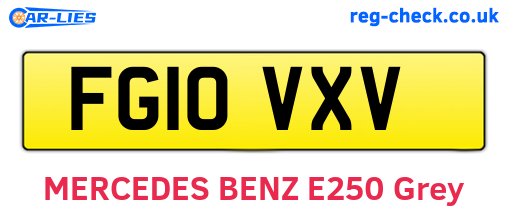 FG10VXV are the vehicle registration plates.