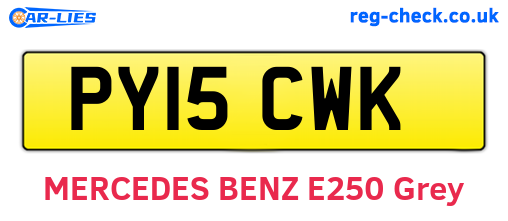 PY15CWK are the vehicle registration plates.