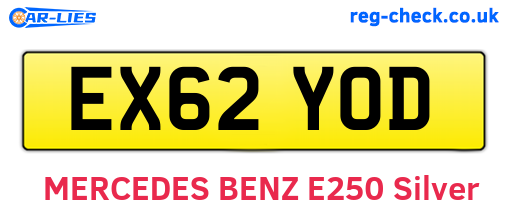 EX62YOD are the vehicle registration plates.