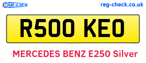 R500KEO are the vehicle registration plates.
