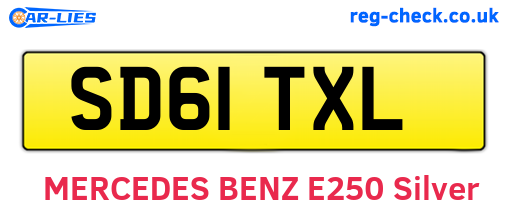 SD61TXL are the vehicle registration plates.