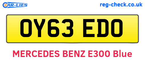 OY63EDO are the vehicle registration plates.