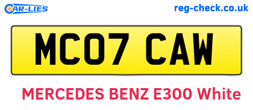 MC07CAW are the vehicle registration plates.