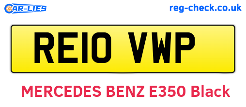 RE10VWP are the vehicle registration plates.