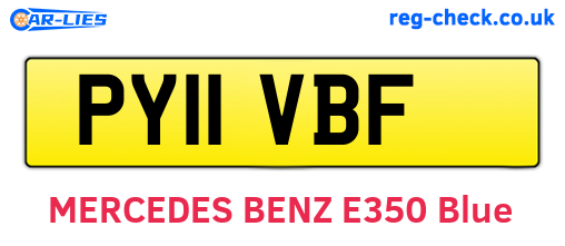 PY11VBF are the vehicle registration plates.
