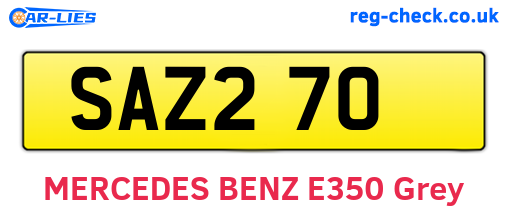 SAZ270 are the vehicle registration plates.