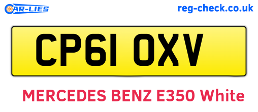CP61OXV are the vehicle registration plates.