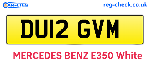 DU12GVM are the vehicle registration plates.
