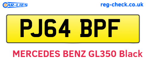 PJ64BPF are the vehicle registration plates.