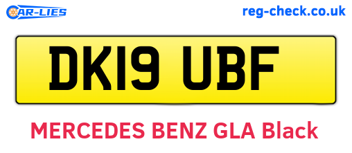DK19UBF are the vehicle registration plates.