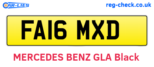 FA16MXD are the vehicle registration plates.