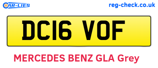 DC16VOF are the vehicle registration plates.