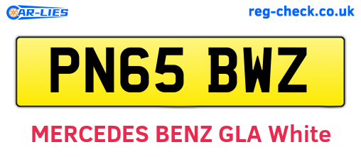 PN65BWZ are the vehicle registration plates.