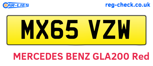 MX65VZW are the vehicle registration plates.